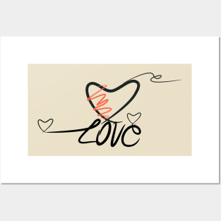 heart love text design line art Posters and Art
